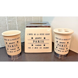 3 Piece Set L'HOTEL DE LA PETITE FLEUR Paris No5 Rue St Marie Chrome RARE